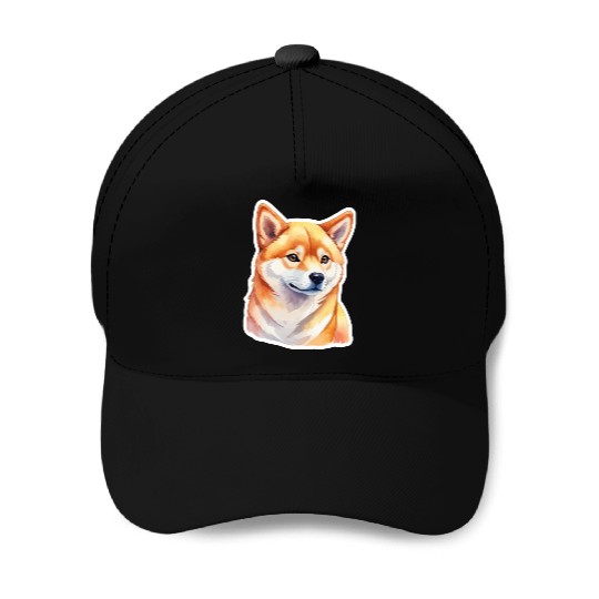 Shiba Inu Watercolor Baseball Caps