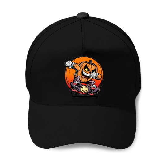 Halloween jack o lantern dabbing Baseball Caps