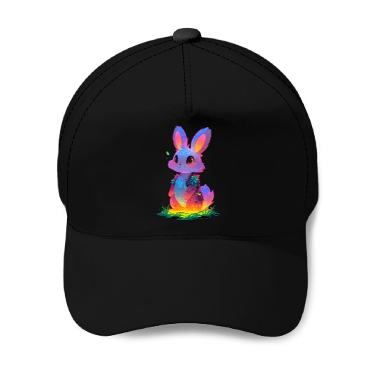 Neon Night Bunny Baseball Caps