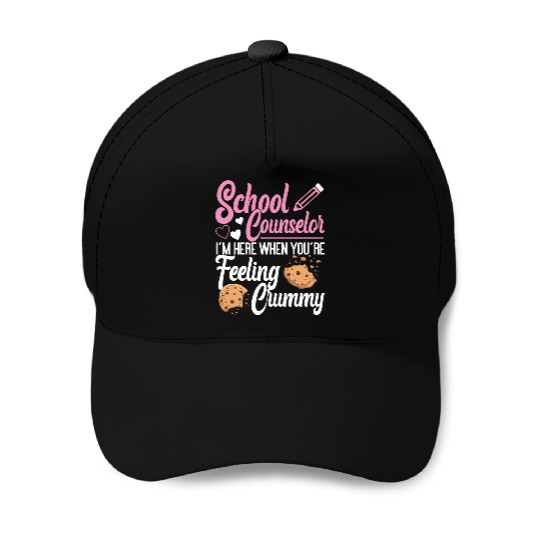 School Counselor Pun Cookie School Baseball Caps