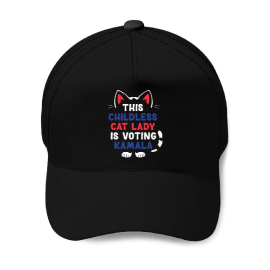 Funny This Childless Cat Lady Is Voting Kamala Baseball Caps