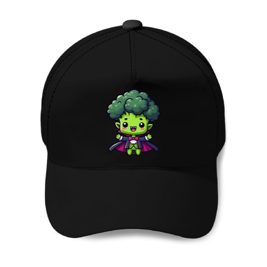 Cute Halloween Broccoli Vampire Cartoon Green Baseball Caps