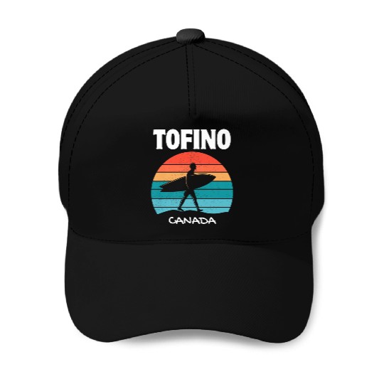 TOFINO CANADA Surf Retro Sunset Surfing Summer Vac Baseball Caps