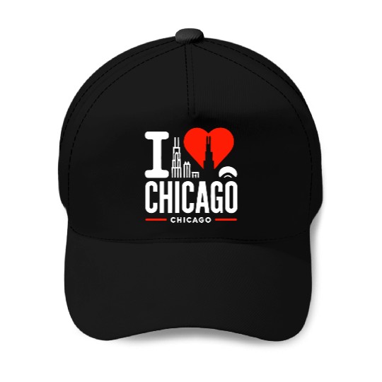 I Love Chicago The Windy City Chi-Town Baseball Caps