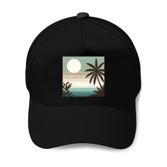 Tropical Sunset Oasis Baseball Caps