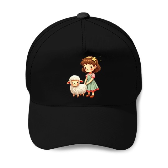 Girl with Cute Lamb Baseball Caps