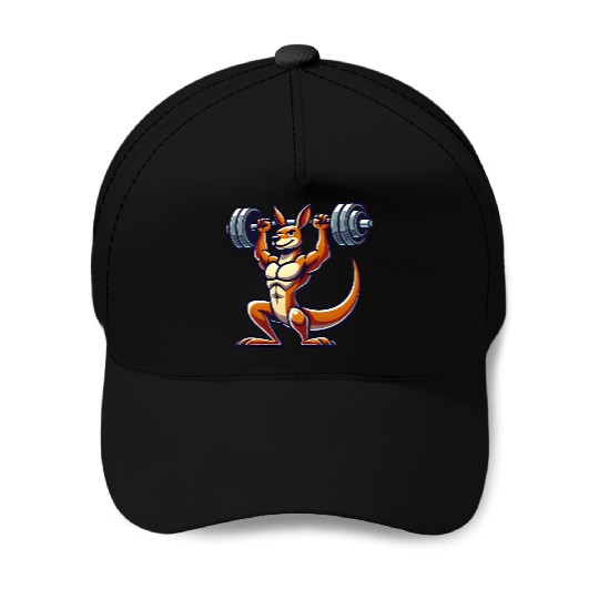 Kangaroo barbell gym fitness workout training Baseball Caps