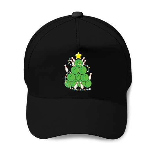 Funny Bowling Christmas Tree Lights Xmas Sport Baseball Caps