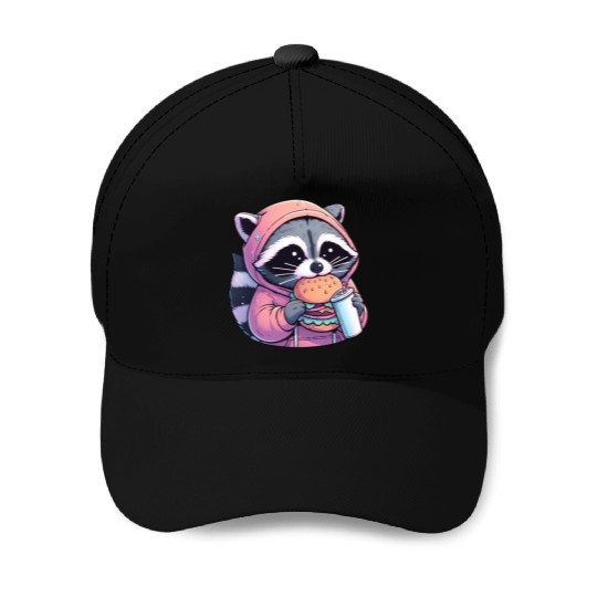 Trash Panda - Raccoon eating fast food Baseball Caps