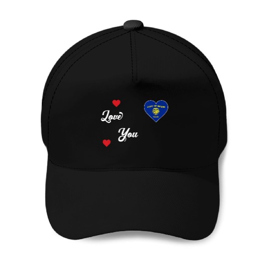 I Love Oregon USA With Oregon Flag In a Heart Prem Baseball Caps