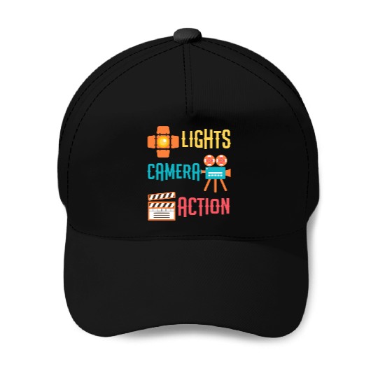 Cool Lights Camera Action Movie or Directors gift Baseball Caps