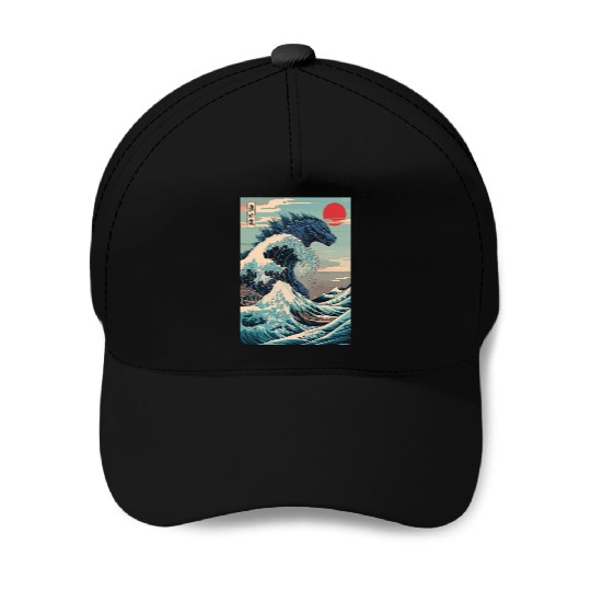Kaiju Monster Japanese Great Wave Anime Graphic Baseball Caps