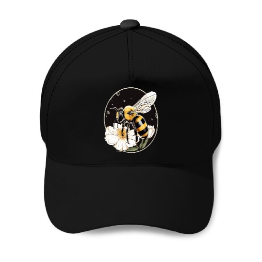 Bumble Bee on a Flower in a Bubble Baseball Caps