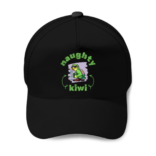 Funny naughty green kiwi bird Baseball Caps