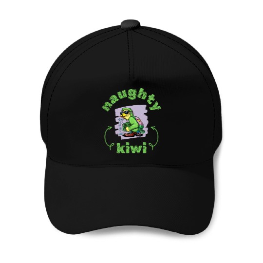 Funny naughty green kiwi bird Baseball Caps