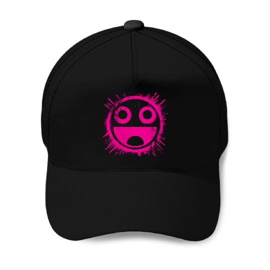 Pink Joyful Face Baseball Caps