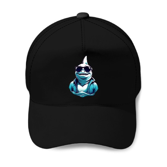 Shark Fish with Glasses Animals Lover Funny Design Baseball Caps