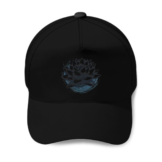 Modern Lotus with Brushstroke Effect 3 Baseball Caps