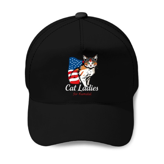 Cat Ladies for Kamala A Patriotic Fusion Baseball Caps
