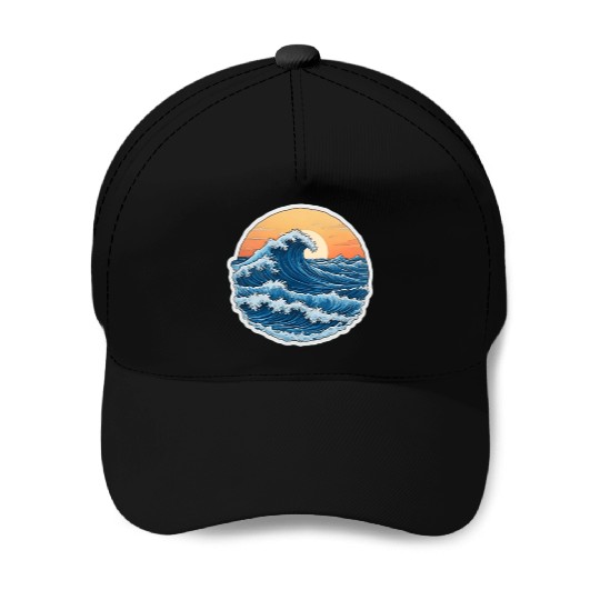 Serene Blue Ocean Waves Scenic Baseball Caps