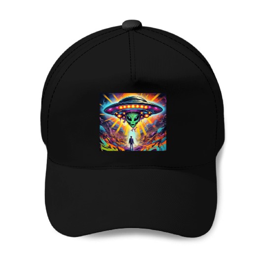 Trippy alien Baseball Caps