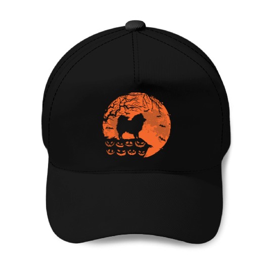 American Eskimo And Moon Halloween Dog Lover Gift Baseball Caps