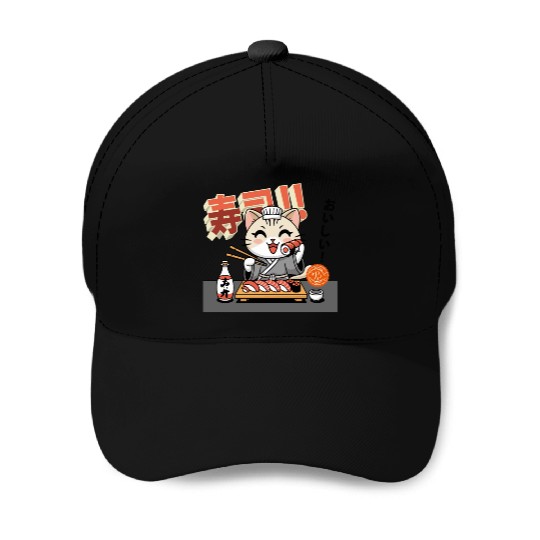 Sushi Chef Cat Adorable Culinary Cat Design Baseball Caps