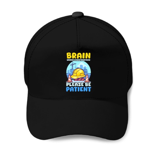 Depression Awareness Brain Under Construction Baseball Caps