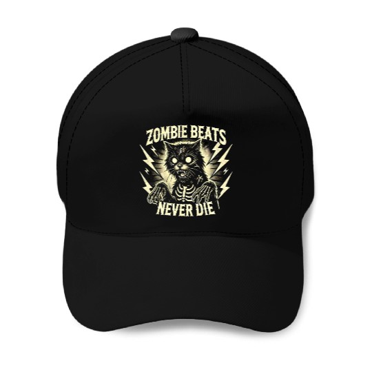 Zombie Cat Halloween Skeleton Skull Horror Fun Art Baseball Caps
