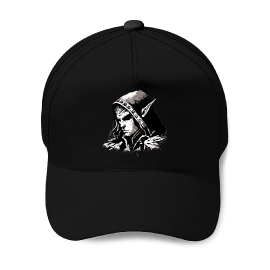 Dark Elf Archmage Illustration Baseball Caps