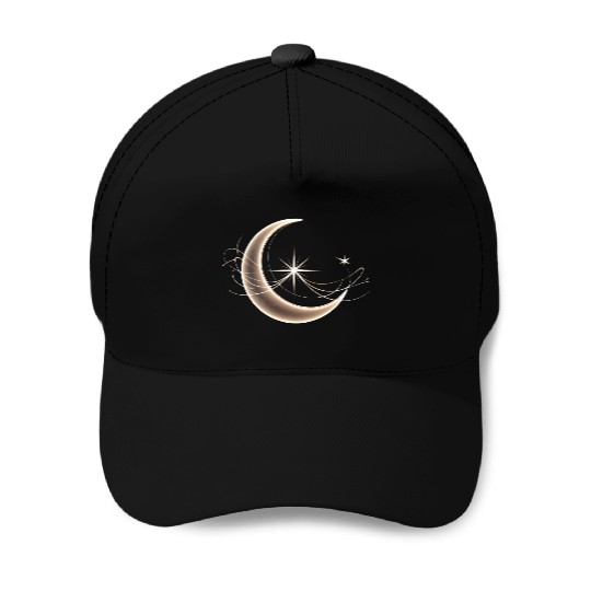 Sky Embrace: The Intertwined Moon and Star Baseball Caps