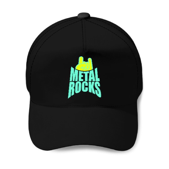 Heavy Metal Rocks Hard Rock Music Text Quote Logo Baseball Caps