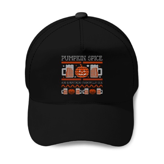 Pumpkin Spice Halloween Drink Baseball Caps