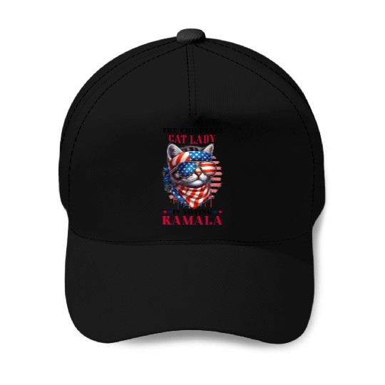 Childless Cat Lady Voting Kamala Harris Baseball Caps