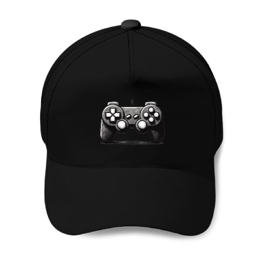 Gamer Controller Cartoon Charcoal Gaming Art 1 Baseball Caps