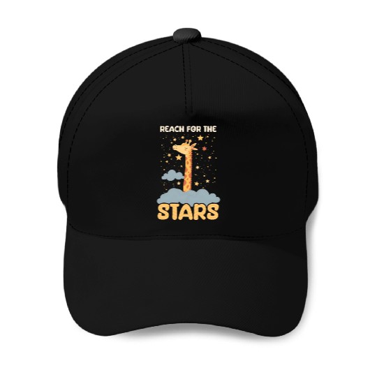 Giraffe Reach For The Stars Baseball Caps