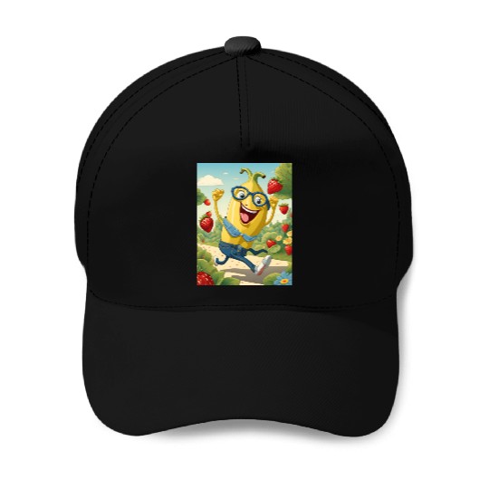 The laughed banana colourful design. Baseball Caps