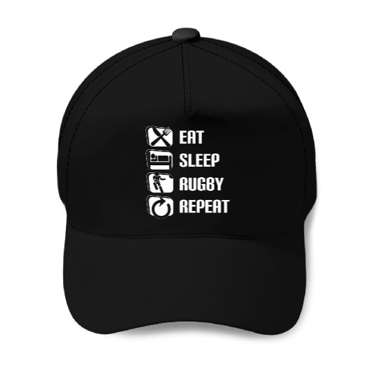 Eat Sleep Rugby Repeat Funny Rugby Player Baseball Caps
