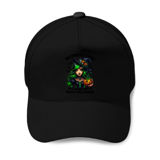 Halloween Wicked Cute Green Witch Baseball Caps