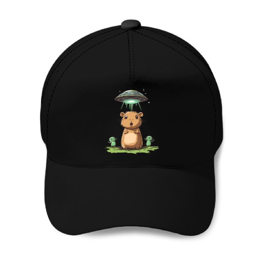 Funny Graphic Baseball Caps Capybara Selfie With Ufos Weird