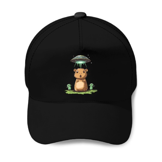 Funny Graphic Baseball Caps Capybara Selfie With Ufos Weird