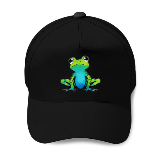 Trendy Cute Happy Green Frog Baseball Caps