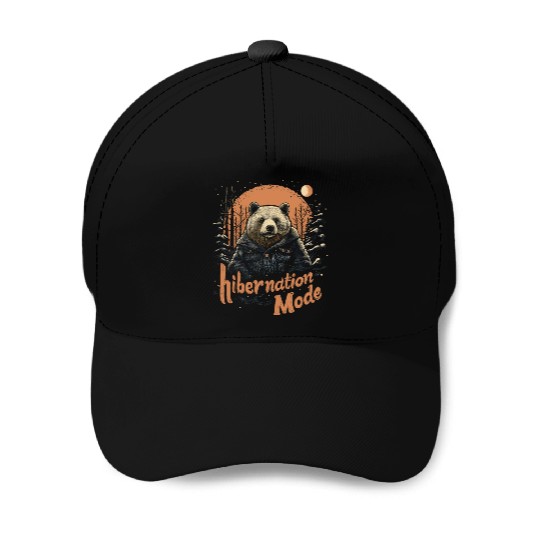 Hibernation Mode Brown Bear Baseball Caps