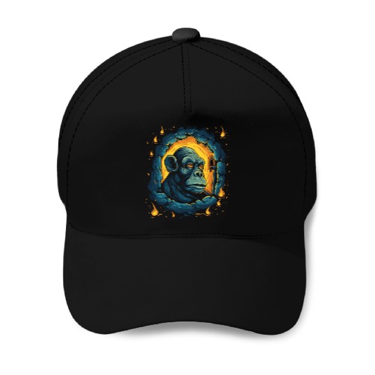 Night of the Starry Dungeon Monkey Baseball Caps