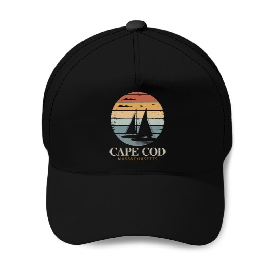 Cape Cod Vintage SunsetMassachusetts Sailing Baseball Caps