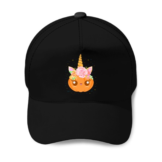 Cute Unicorn Pumpkin: Fall Festivity Delight Baseball Caps