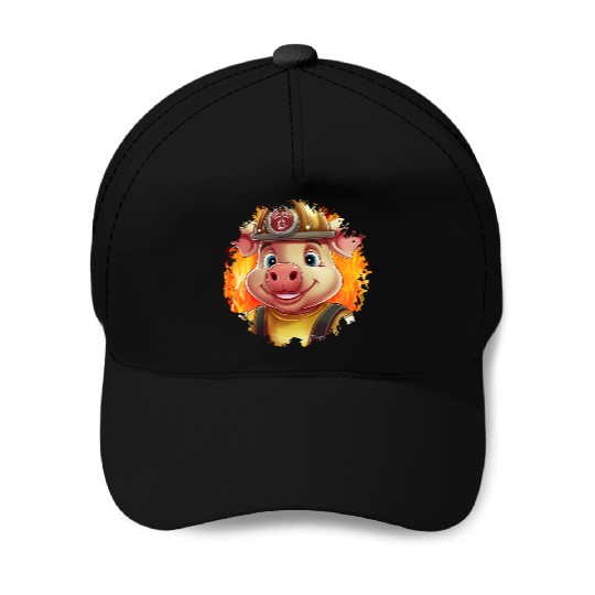 Pig Firefighter Baseball Caps
