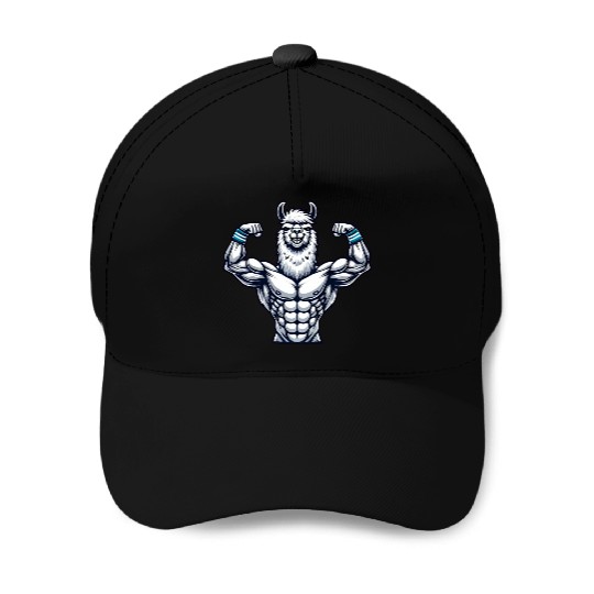 Strong muscular llama alpaca fitness bodybuilder Baseball Caps