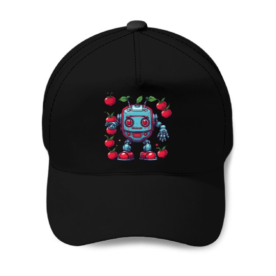 Robot Cherry Baseball Caps