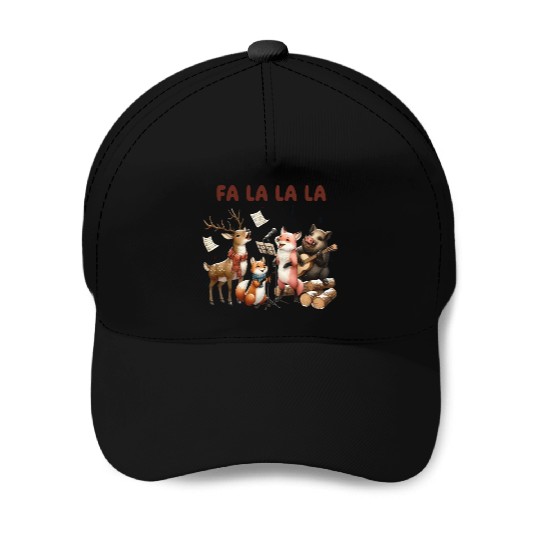 Fa La La La Woodland Choir Christmas Vibes Baseball Caps
